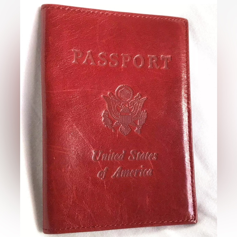 Abas Leather Passport ID Holder Wallet Lined Bifold Made In USA
